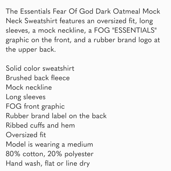 Essentials Fear of God mock neck sweatshirt EUC - Picture 7 of 10